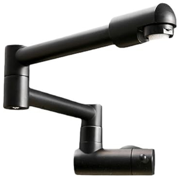 YWJFSA Rubinetto Pieghevole Lavello Cucina Rubinetto Cucina A Muro A Piena Rame Rotazione A Raffreddamento Singolo,Nero