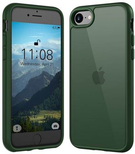 ORDA Case for iPhone SE 3/2 (2022/2020),for iPhone 8/7,4.7-Inch,Military Drop Protective Shockproof Protection Anti-Scratch Slim Translucent Matte Back Anti-Fingerprint - Dark Green