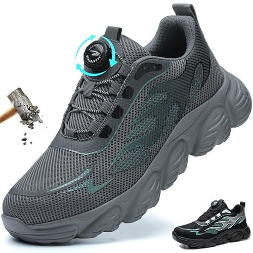 Mitudidi Sapatos de Seguridad para Hombre Zapatos de Trabajo Hombre Zapatillas de Seguridad Unisexo Comodo con Punteras de Acero Ligero Anti - Choque Gris 42 EU