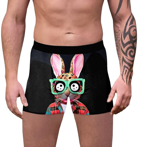 WAZHAKU Boxershorts Herren Osterhasen-Serie Unterwäsche Männer Ostern Unterhosen Slim Fit Shorts Weich Und Dehnbar Höschen Atmungsaktiv Den Alltag Underwear Lustige Mode Unterwäsche