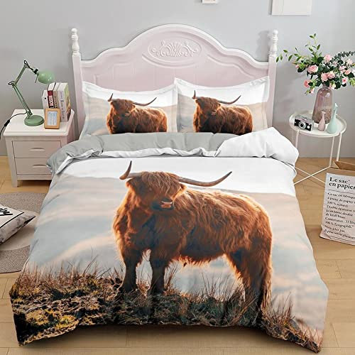 Rptidmv Bettwäsche 220x240 Yak Weiche Wendemotiv Bettbezüge Bettwäsche-Sets (Erwachsene Kinder), Atmungsaktive Bettbezug mit Reißverschluss und 2 Kissenbezüge 80x80 cm