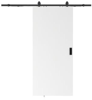 Vente-unique-Porta scorrevole con esterno muro MDF + PVC Bianco H205 x L63 cm - VARIN II