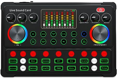 Ujjdwiurgh M3 RGB LED, kabellos, Bluetooth, kompatibel mit externem Mixer, Soundkarte, Rauschunterdrückung für Übertragung in Gesangsaufnahmen