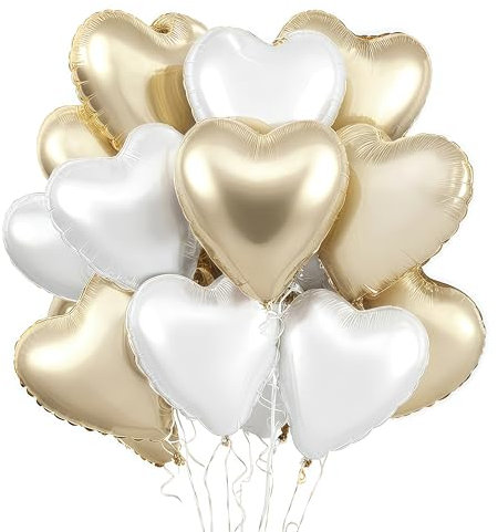 EWODEIEW Herz Folienballons, 18 Zoll Herz Helium Luftballons,Herzluftballons Beige Gold,Hochzeit Herzballons Herzform Folienluftballon, Herzluftballons Valentinstag Geburtstag Verlobung Muttertag