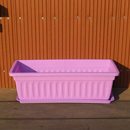 Namzi 1 Stück hoher Balkon Gemüsetopf Haushalt Pflanzkasten Groß Rechteck Gemüsetopf Gartenbau Kreativ Harz Kunststoff Lila Ohne Tablett Blumentopf 50 * 21 * 17 cm