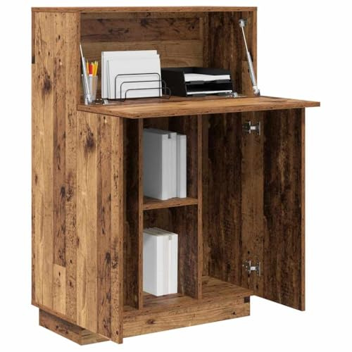 vidaXL Schreibtisch Altholz Holzwerkstoff 71.5 x 31.5 x 106.5 cm | Schöner rustikaler Stil mit einer verwitterten braunen Oberfläche, Viel Platz, um alles ordentlich unterzubringen,
