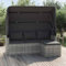 Refined Gartensofa 3 Sitzer, Sofa mit faltbaren Dach, Couch mit Fußhocker, Relaxsofa Dreisitzer Terrassensofa Gartenmöbel (Grau)
