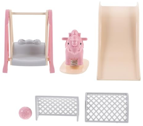 BESPORTBLE Miniatur Puppenhaus Möbel mit Fußballtor Schaukel Schaukelpferd Realistische Dekoration für Puppenhaus Spielplatz Sichere Materialien Platzsparendes Design für
