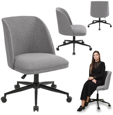 di volio Höhenverstellbarer Bürostuhl mit Rollen Grau Fano | 360° drehbar, bequemer Schreibtischstuhl, für Homeoffice und Schminktisch, modernes Design