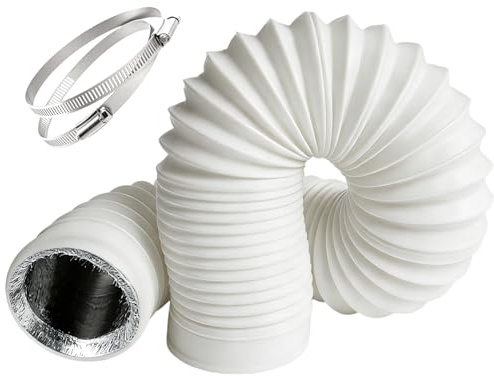 Gaine VMC Antidéchirure 150mm x 3m, 5 Couches Isolantes pour Réduction du Bruit et Isolation Thermique, Longueur Réglable Sans Odeur, pour Ventilation, Évacuation d'Air (blanc, 150mm*3m)