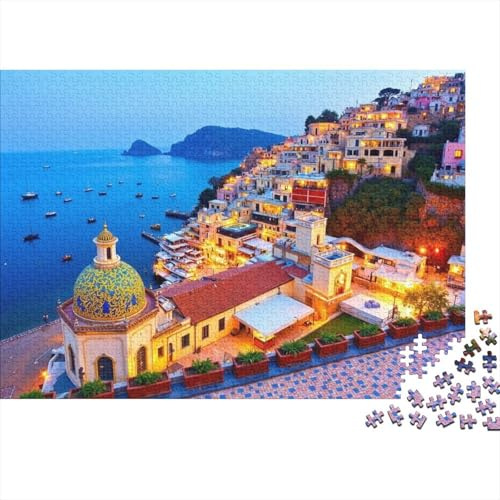 Coastal Villages At Dusk 1000 Teile Puzzle Amalfi Küste Blick recycelte Pappe ökologisch Erwachsene Angstlöser 38x26cm