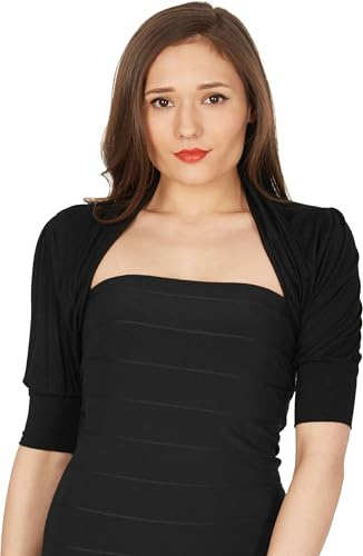 BlackButterfly Jerseybolero Dam Halvärm Muddar | Öppen fram, Dras på, Utan knäppning, Ärmar till armbågen, Hög stretch, Mjuk viskosjersey, Storlek S-XXL