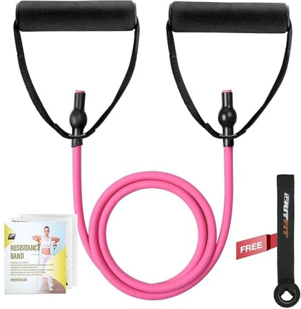 ritfit Premium Qualität Latex Widerstandsband Bands mit Tür Anker, Schaumstoff-Griff, Profi Widerstand Röhre mit Tür Befestigung, Rose Pink(10-15lbs)