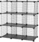 SONGMICS 9-Cube Wire Grid Storage Rack, Interlocking Shelving Unit with Metal Mesh Shelves and PP Plastic Sheets, for Books Shoes Clothes Tools, in Living Room Bathroom, Black LPI115H