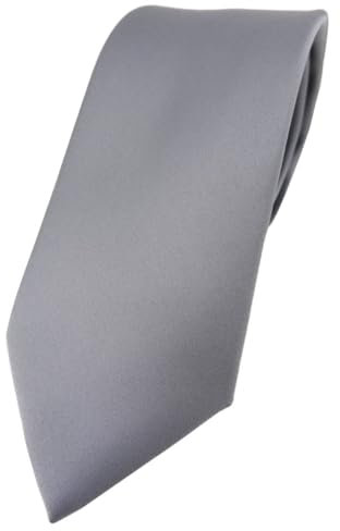 TigerTie Herren Krawatte – Klassische 7,5 cm Krawatte in silbergrau einfarbigem Design, ideal für Geschäftstermine, festliche Anlässe und die Freizeit