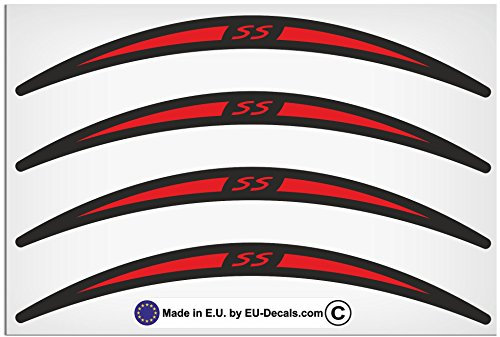 EU-Decals - MioVespa Collection SS 4X Felgenaufkleber lang rot auf schwarz für Vespa GTS 300 Super Sport Aufkleber laminiert