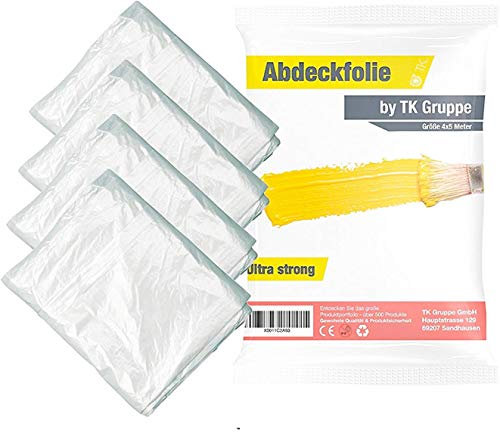 1x Easy Clean - Rénovation et relocalisation du film de couverture 4 x 5 m - Film de protection contre la poussière Film de bâche en plastique Film de construction Accessoires de peinture (1x pièce)
