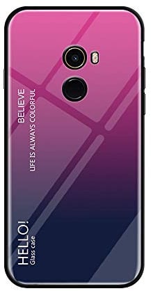 MadBee Funda para Xiaomi Mi Mix 2 [con Protector de Pantalla],9H Cristal Templado [Mármol] [Resistente a los Arañazos] + Borde de TPU Silicona Suave Fundas Case Cover (Rose Rojo)