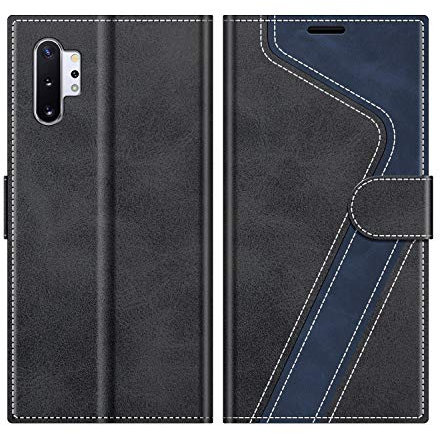 MOBESV Phone Cover For Samsung Galaxy Note 10 Plus, Flip Wallet Case for Samsung Galaxy Note 10 Plus Phone Case, Black/Dark Blue