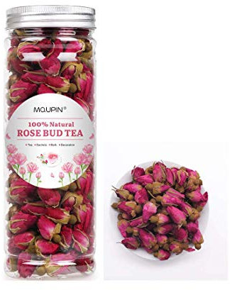 MQUPIN Rose Bud Tea Dried Red Rose-100% Natural Pure Flower Edible Buds Tea Culinary Food Grade Red Rosebud for Drinking DIY Gift (90g/1Packs)