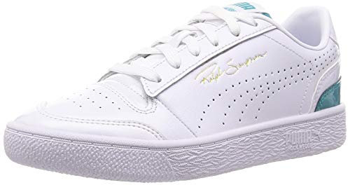 PUMA Damen Ralph Sampson Lo Patent Metall Sneaker, Weiß Weiß Viridian Grün, 38.5 EU