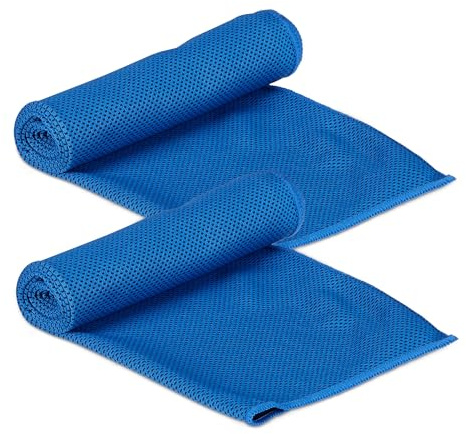 Relaxdays Kühlendes Handtuch, 2er Pack, Mikrofaser, Kühltücher Hals, blau | Sport & Fitness, Kühlhandtuch, 90 x 30 cm