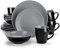 vancasso serie Lento Vajilla de Cerámica Juego de Vajilla de 16pcs Vajillas Completas Modernas para 12 Personas, Plato Llano, Plato de Postre, Cuenco y Taza, Redonda Mate Gris Claro