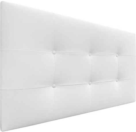 DHOME Gepolstertes Kopfteil ACUALINE 8cm Dick - Stoff und Kunstleder für Betten (Stoff Weiß, 110cm für 80/90/105)