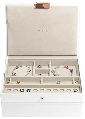 Stackers White & Rose Gold Classic Medium Charm Jewellery Box, Set of 2