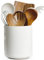 getstar Utensil Holder, Large Kitchen Utensil Holder for Kitchen Counter (H7.2” x W6.2”), Ceramic Cooking Utensil Holder with Cork Mat, Kitchen Decor for Counter (White, Utensils Not Included)