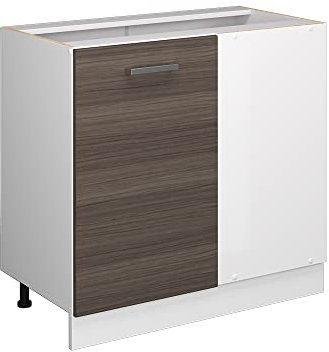 Vicco Eckunterschrank R-Line, Küchen Eckschrank, Grau/Weiß, 86 cm ohne Arbeitsplatte