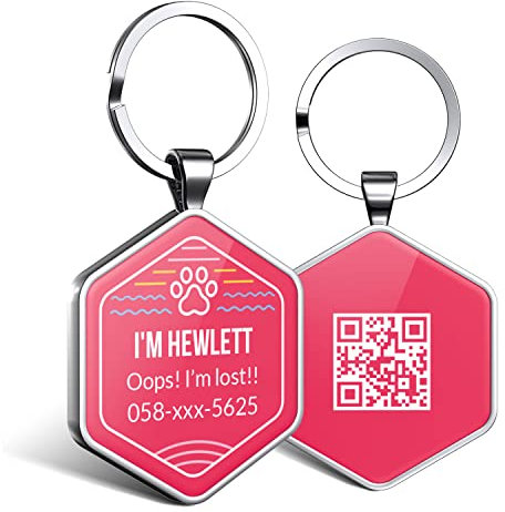 DISONTAG Hundemarke Personalisiert mit QR Code,32 mm 2 Seiten Dog Id Tag mit SchlüSselring für Hundehalsband,Leichter zu Lesen als Gravur– Online|Modifizierbar|Colourful(Runden)