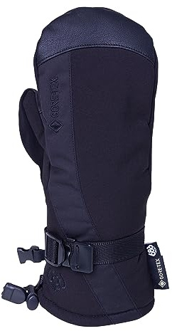 686 Women's Gore-TEX Linear Mitt - 3L Softshell Fabric with Lining and Synthetic Leather Palm - Water & Weather Resistant - Black, Large