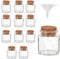 Belle Vous (Lot de 12) Pot avec Bouchon Liege en Verre - 45-50 ml - Mini Pot Conservation Hermétiques & Entonnoir pour Mariage, Fête, Épices et Confitures