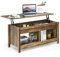 LIFEZEAL Couchtisch höhenverstellbar, Teetisch Sofatisch mit verstecktem Stauraum & 2 offene Ablage, moderner Beistelltisch für Wohnzimmer, 109 x 47,5 x 50 cm (Eeiche)