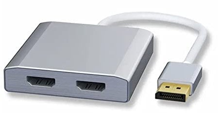WJESOG 1x2 DisplayPort à Double HDM SplitterI Adaptateur, DP à 2 HDMI Hub Multi Stream Transport Support 4K Résolution Support MST, SST