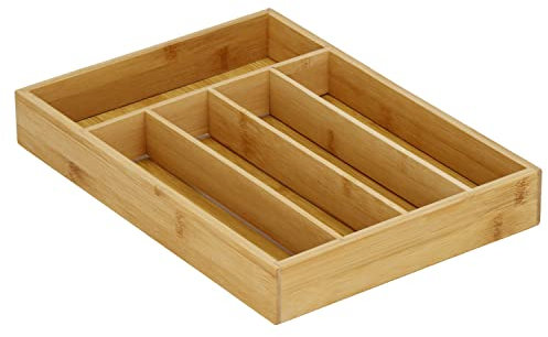 SPRINGOS Range-couverts en bambou Insert pour tiroirs Cuisine 5 compartiments Insert pour tiroirs 25 x 35 x 5 cm