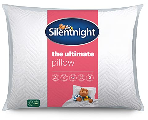 Silentnight Ultimate Pillow - Soft and Supportive Bed Pillow with Luxury Quilted Pinsonic Soft Touch Cover, Machine Washable and Hypoallergenic for Back and Side Sleepers - Pack of 1