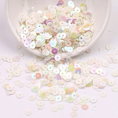 Pailletten Basteln,2000 Pailletten Bunt zum,4mm schillernden Pailletten,12 Farben Lose Craft Pailletten,DIY Kunsthandwerk Herstellung Nähen Aufkleben Auffädeln Glänzende Dekorative Hochzeit,10g,Weiss