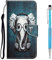 Grandoin Compatible with iPhone XR Case, Wallet Leather Flip Case with Card Holder Slots Magnetic Closure Kickstand Shockproof Protective Phone Case for iPhone XR (6.1 Inches) (Elephant 1)