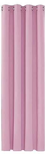 Deconovo Gardinen Blickdichte Vorhänge Schlafzimmer Ösen Thermo Vorhang Kälteschutz Blackout Curtain Verdunkelung, 245x140 cm(HöhexBreite), Rosa, 1 Stück