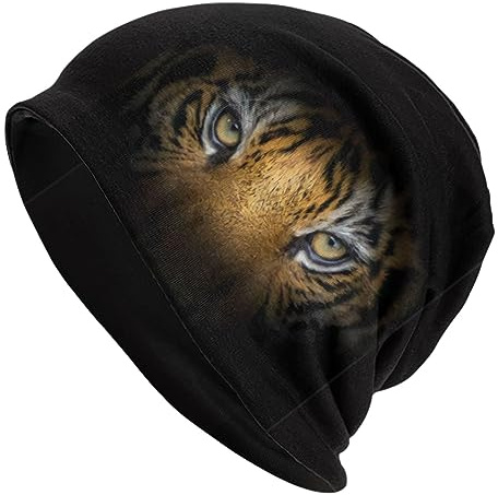 Oupoiey Baggy Slouchy Beanie Mütze Warm Skull Cap Erwachsene Strickmütze Chemo Cap für Damen Herren, Tigermuster, Einheitsgröße