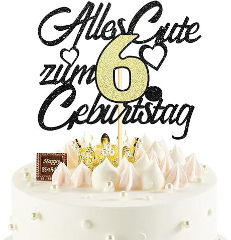 Sumerk 1 Stück 6.Geburtstag Tortendeko Happy 6th Birthday Cake Topper 6.Alles Gute Geburtstag Cake Topper 6 Jahre Torte Kuchen Deko für 6 Geburstagstorte Deko Jungen Mädchen
