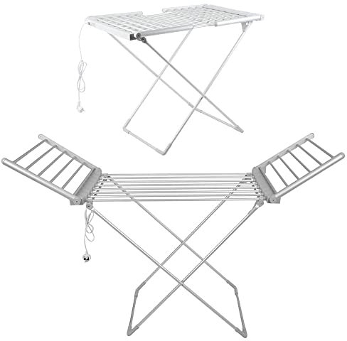 XiRah Asciugatrice Elettrica per Interni, Asciugatrice Elettrica Riscaldata da 230 W, Stendibiancheria Argento, Temperatura Costante 45-55 ℃ Grande capacità 15 kg