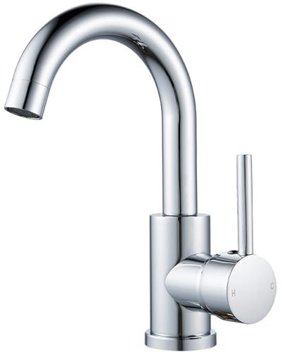 F-DEEN Rubinetto da Bagno Girevole a 360°, Miscelatore Monocomando per Lavabo, Fredda e Calda Rubinetto per Lavabo con 50cm Tubo, Cromo…