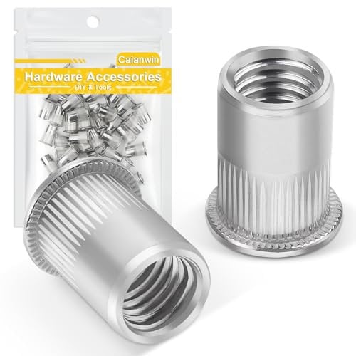 M6 Nietmuttern 50 Stück,Caianwin Flachkopf Nietmuttern Edelstahl A2 V2A Gewindenieten M6 Blindnietmuttern Nietmutter für Metall,Kunststoff, Glasfaser