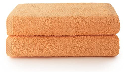 Top Towel - Plus - Lot de 2 Grandes Serviettes de Bain - Grandes Serviettes de Douche - Serviette de Bain de 100 x 150 cm - Papaye