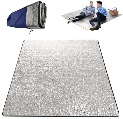 LNGJIN 200cmx200 cm Camping Matte aus Aluminiumfolie,alu isomatte,AluIsomatte Schaummatten,Ultraleicht Isolierdecke,Wasserdicht Thermomatte,Isolierdecke Faltbare Isomatte,für Camping,Yoga,Sport