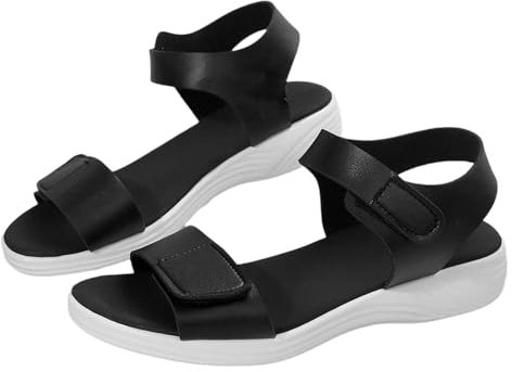 Damen Casual Paste Flache römische Schuhe Sommermode Damen Sandalen Sommerkind Schuhe Damen Boots (Black, 39)