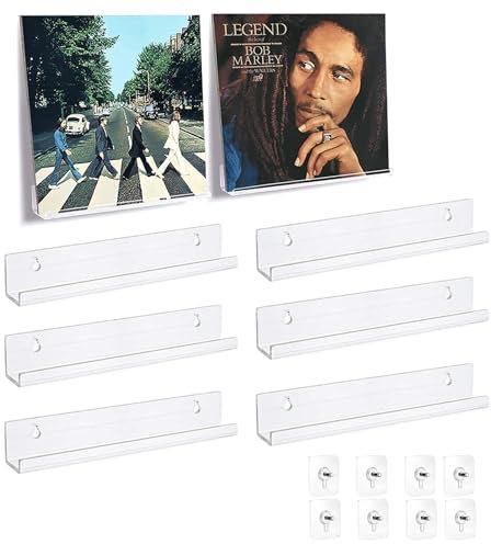 Geoyien Soporte Vinilos Pared, 8 Piezas Expositor Discos Vinilo, Con Pegatinas Sin Perforación, Soporte Acrílico Para CD